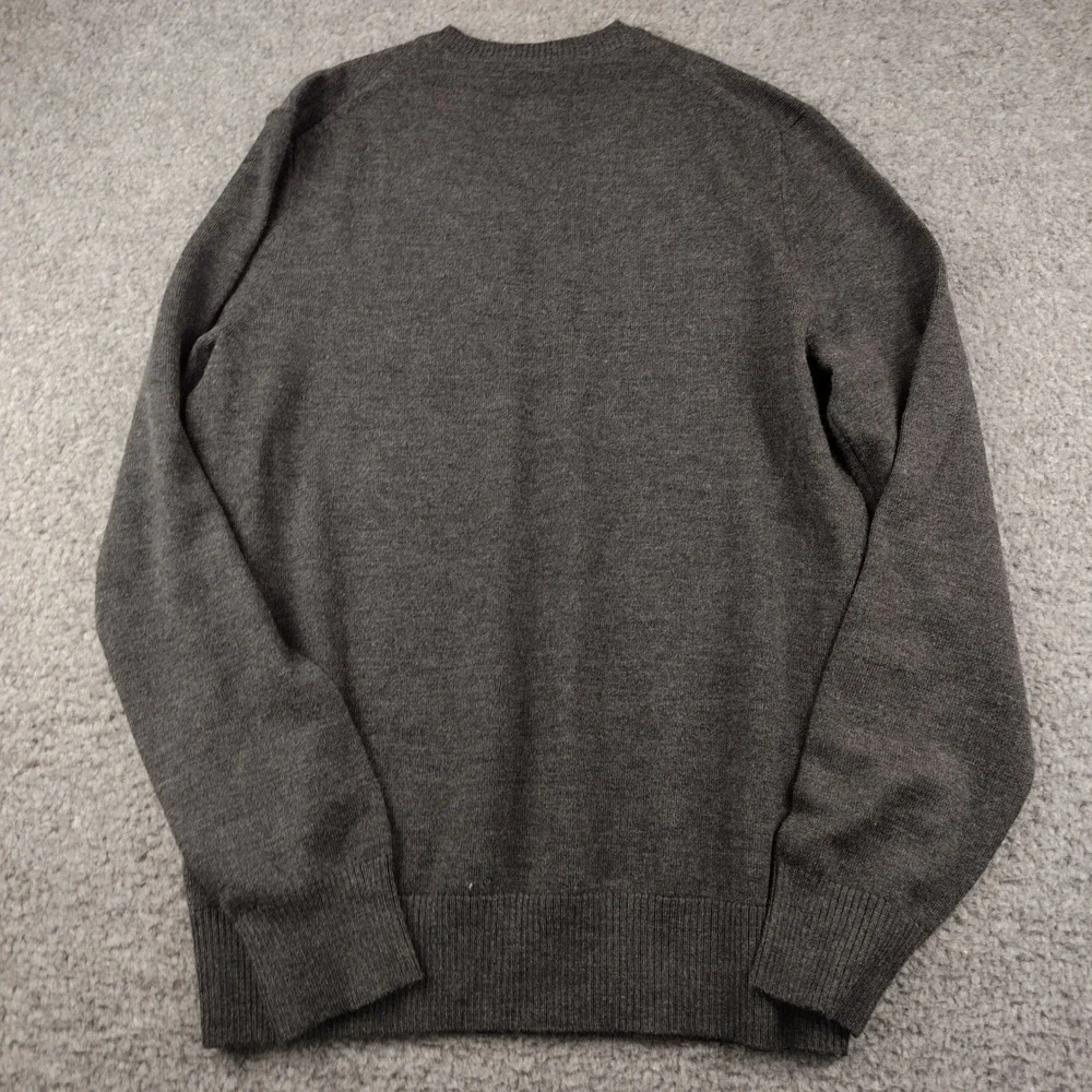 Banana Republic Sweater Mens Medium Extra Fine Merino Wool Gray V Neck EUC